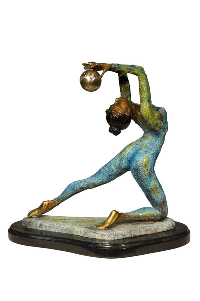 Ballerina Kneeling Special Patina and Marble Base 13"L x 5"W x 15"H