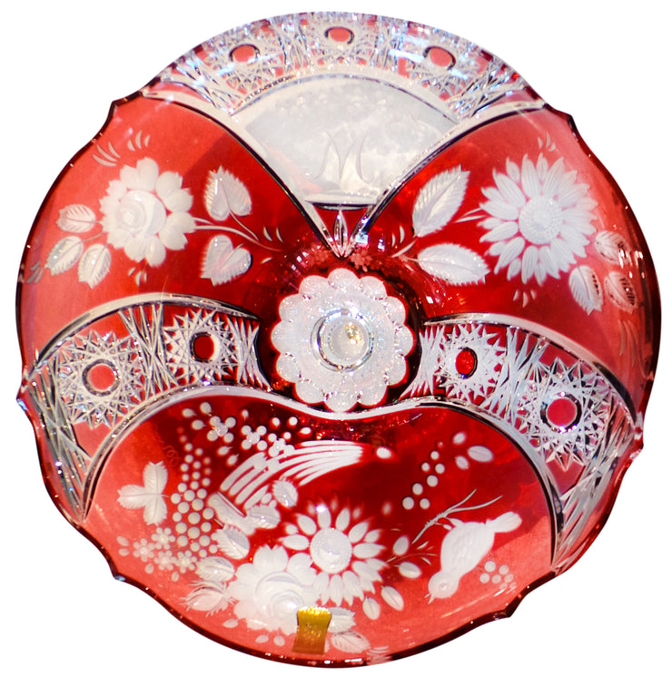 Red Special Edition "60 Years Meissen Lead Crystal" Crystal Bowl 12" Diameter