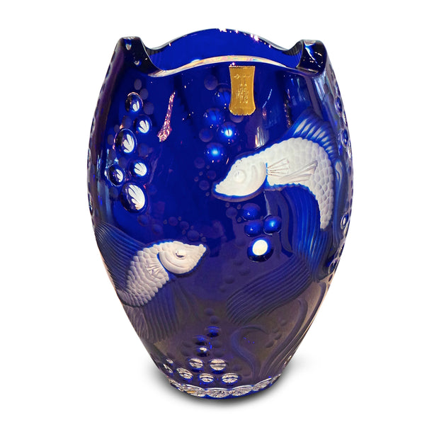 Blue Fish Vase 10" High