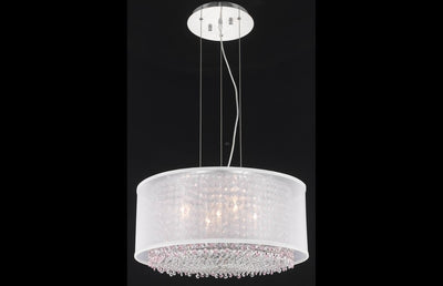 Moda Finish: Chrome Measurements(Inches):  Length: Width/Diameter: 21 Height: 11 Chain/Wire Included: 6 ft. Lights: 5