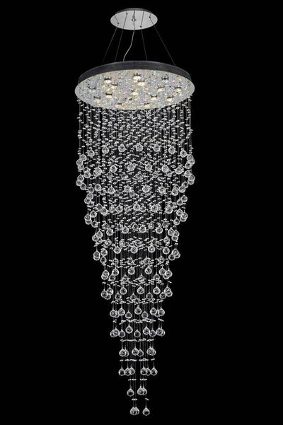 Galaxy Finish: Chrome Crystal Color: Crystal (Clear) Royal Measurements(Inches):  Length: Width/Diameter: 30 Height: 80 Lights: 16 LED