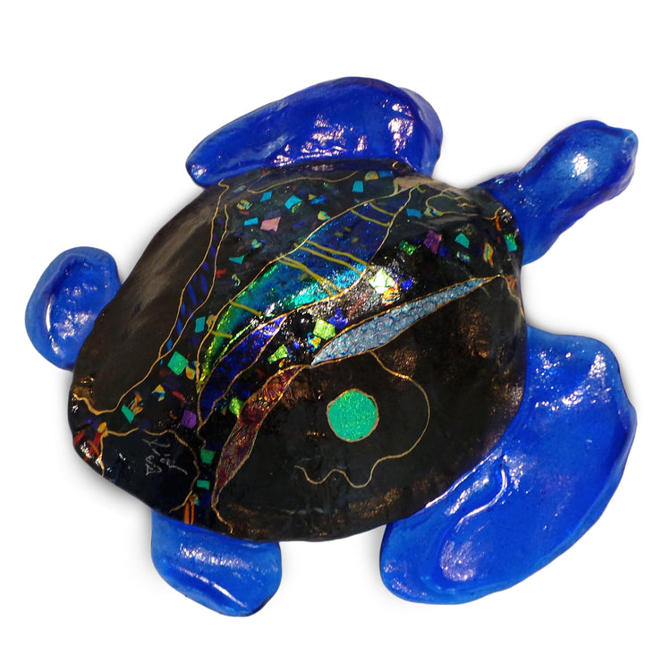 Medium 3D Sea Turtle with Hanger, Purple Shell and Blue Fins