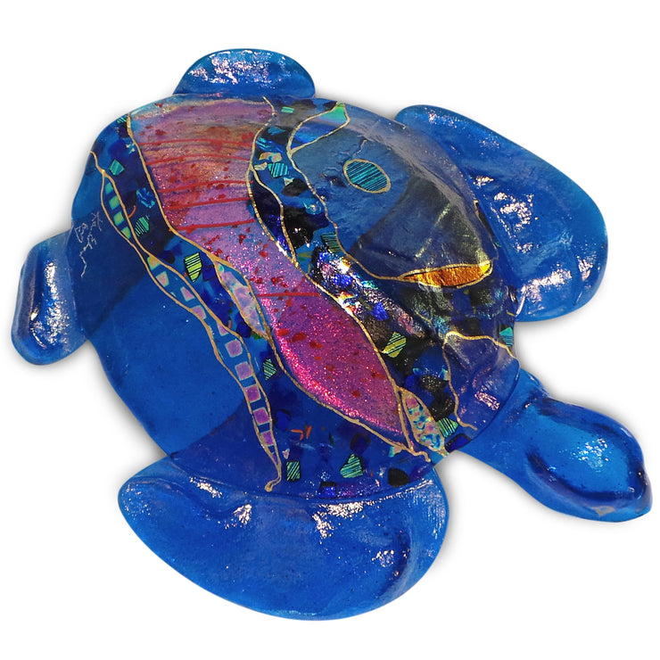 Medium 3D Sea Turtle with Hanger, Teal Shell and Teal Fins