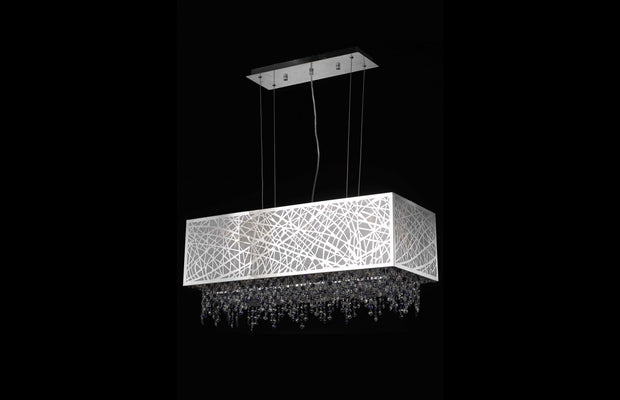 Moda Collection: Chrome Finish Measurements(Inches):  Length: 29 Width/Diameter: 13 Height: 13.5 Chain/Wire Included: 6 ft. Lights: 4