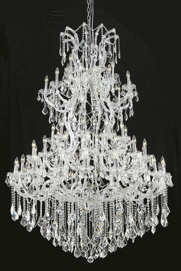 Maria Theresa Finish: Chrome Crystal Color: Crystal (Clear) Royal Measurements(Inches):  Length: Width/Diameter: 54 Height: 72 Lights: 61