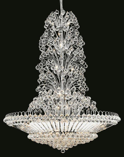 Sirius Finish: Chrome Crystal Color: Crystal (Clear) Elegant  Measurements(Inches):  Length: Width/Diameter: 48 Height: 60 Lights: 43