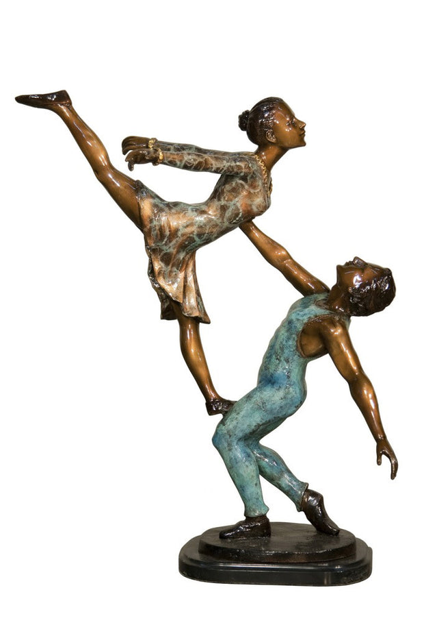Ballerina Man and Lady on Marble Base - Special Patina 20"L x 14"W x 24"H