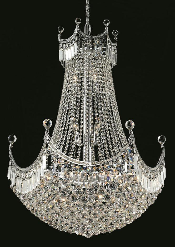 Corona Finish: Chrome Crystal Color: Crystal (Clear) Royal  Measurements(Inches):  Length: Width/Diameter: 30 Height: 40 Lights: 24