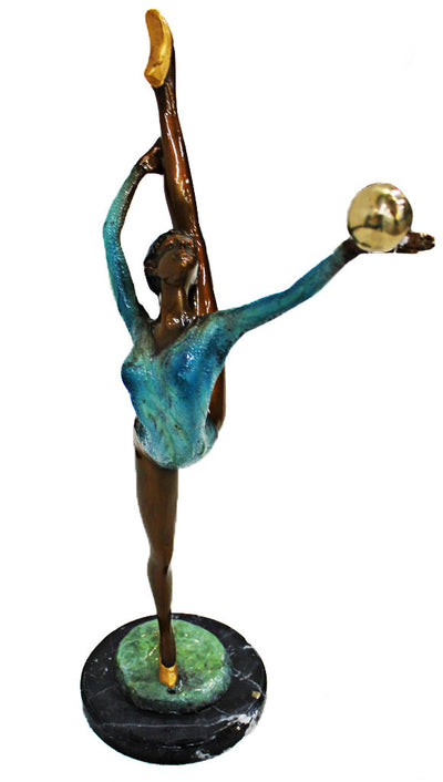 Ballerina- Raising Hand and Leg Special Patina on Marble Base 12"L x 7"W x 24"H