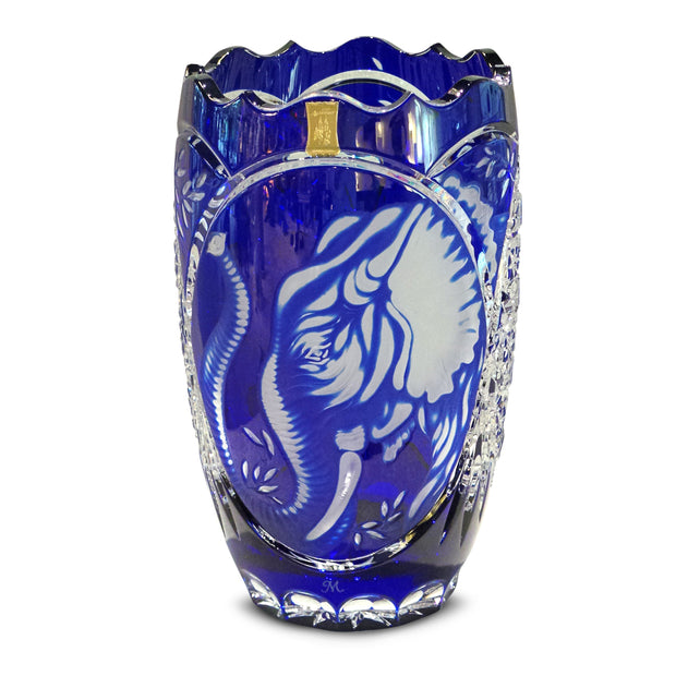 Blue Elephant Vase 10" High