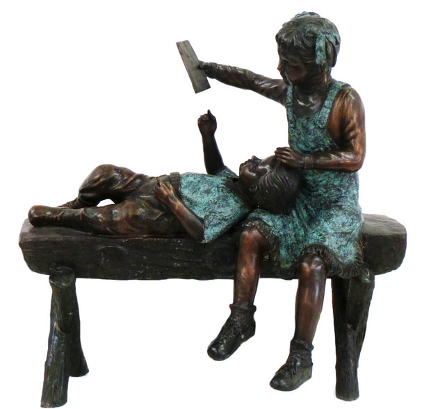 Boy and Girl on Bench 26"L x 24"W x 47"H