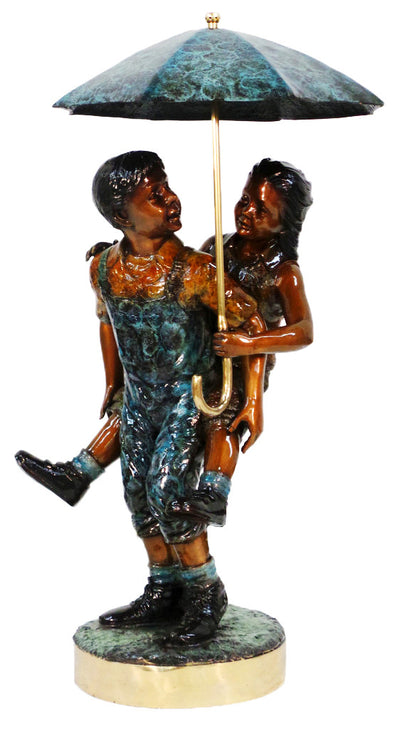 Boy and Girl with Umbrella - Special Patina 28"L x 32"W x 56"H