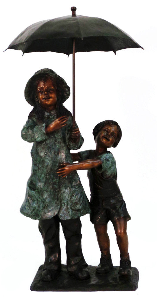 Boy and Girl with Umbrella 22"L x 32"W x 59"H