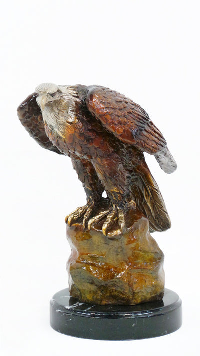 Eagle on Rock on Marble Base - Special Patina 15"L x 9"W x 15"H