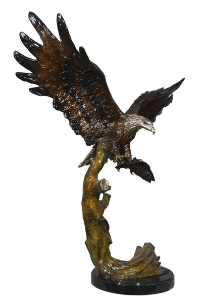 Flying Eagle on Tree on Marble Base - Special Patina 32"L x 17"W x 33"H