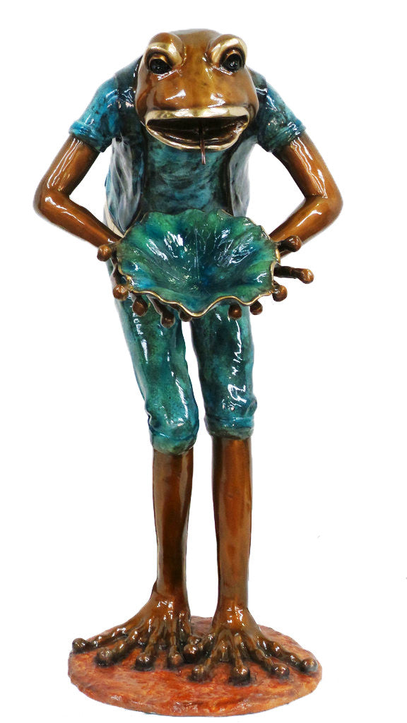 Frog Carrying Lotus Fountain - Special Patina 30"L x 42"W x 58"H