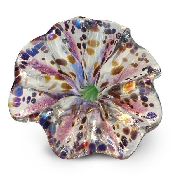 Purple Art Glass Flower with Brown Spots