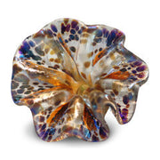 Orange Art Glass Flower with Blue and Purple Spots