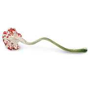 White Art Glass Flower with Red Spots 1