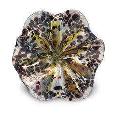 Yellow Art Glass Flower with Brown Spots