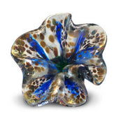 Blue Art Glass Flower with Brown Spots 2