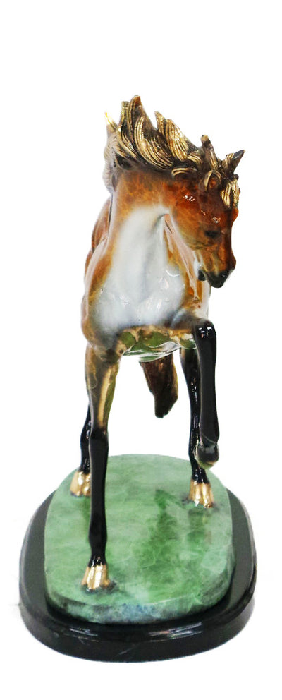 Horse on Oval Base - Right on Marble Base - Special Patina 21"L x 6"W x 18"H