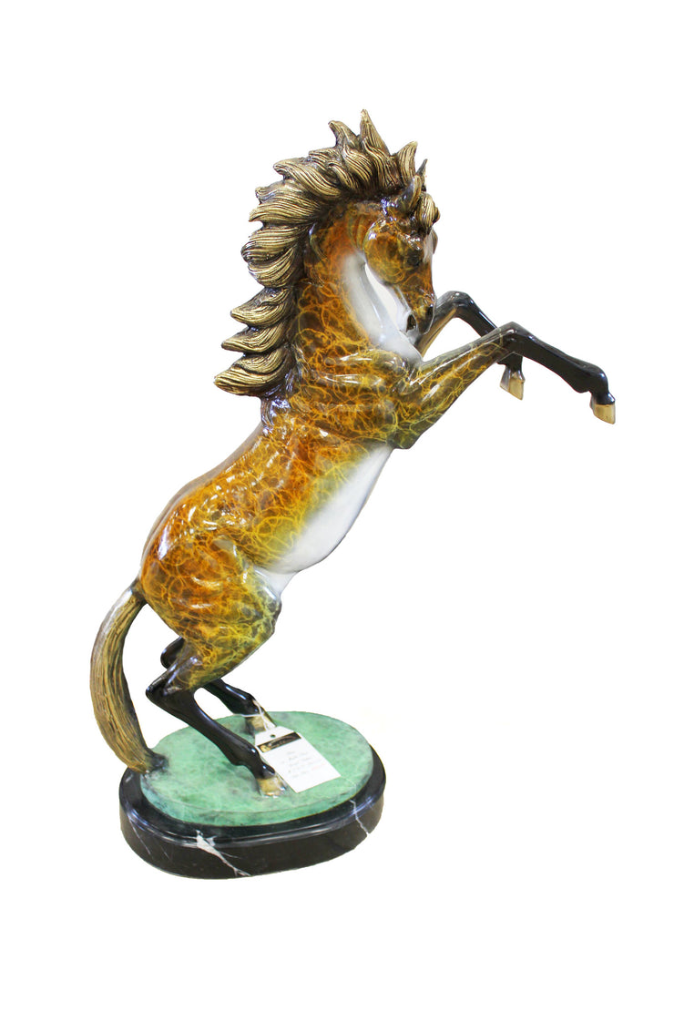 Horse on Marble Base - Special Patina 20"L x 7"W x 26"H