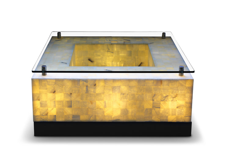 Onyx Coffee Table Square with Crystal Top 39.25"L x 39.25"W x 17.25"H