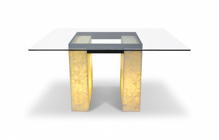 Onyx Dining Table Two Squares with Crystal Top 55"L x 63"W x 32"H