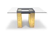 Onyx Dining Table Two Squares with Crystal Top 55"L x 63"W x 32"H