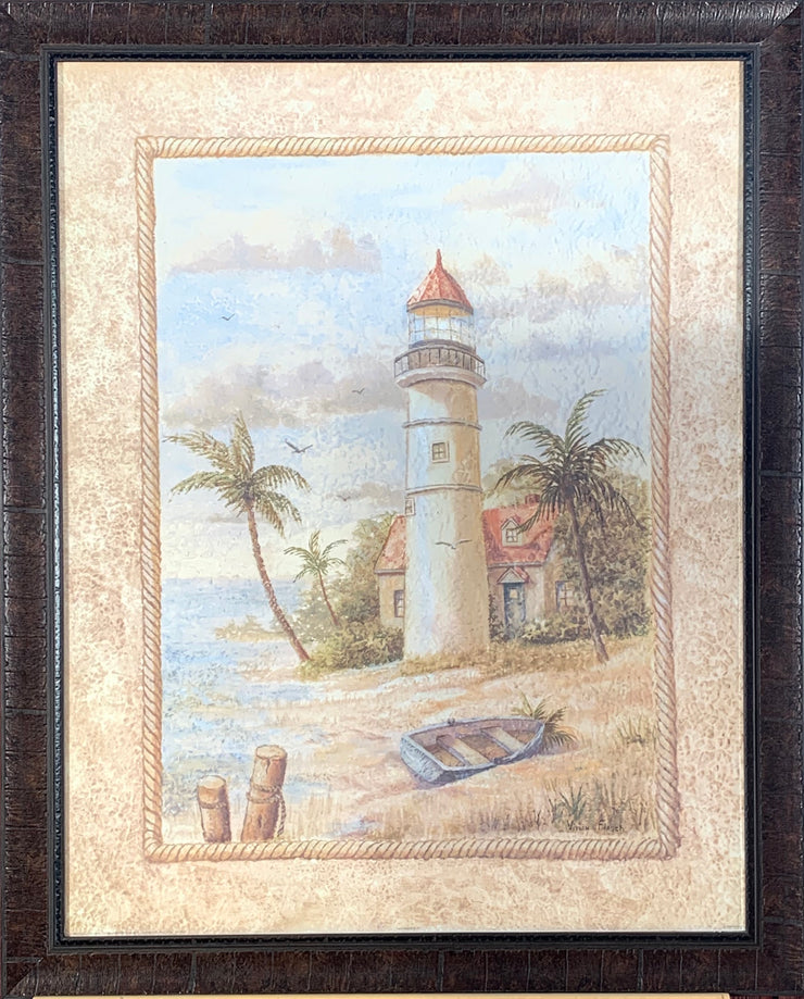 Lighthouse and Canoe Framed Print