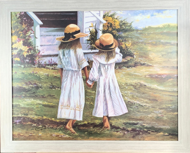 Sisters in the Garden Framed Print