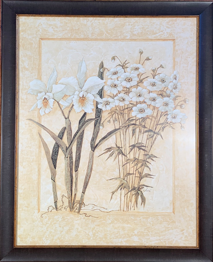 White Floral Framed Print