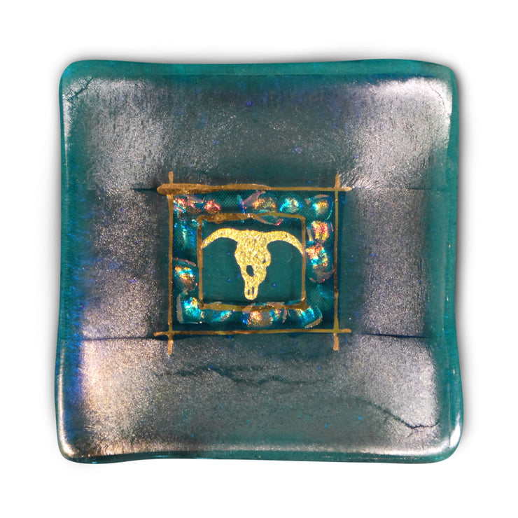 Jewelry Dish with Longhorn, Blue
