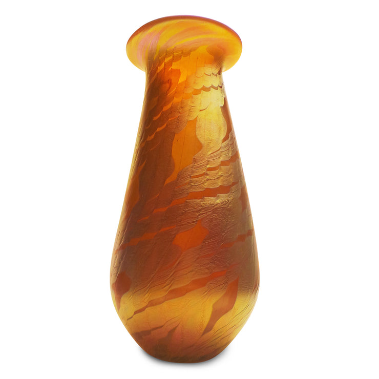 Large Gourd Vase Gold Moire on Gold- 10" High