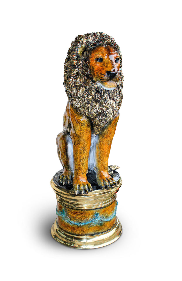 Lion with Base - Special Patina - Left 22"L x 31"W x 65"H