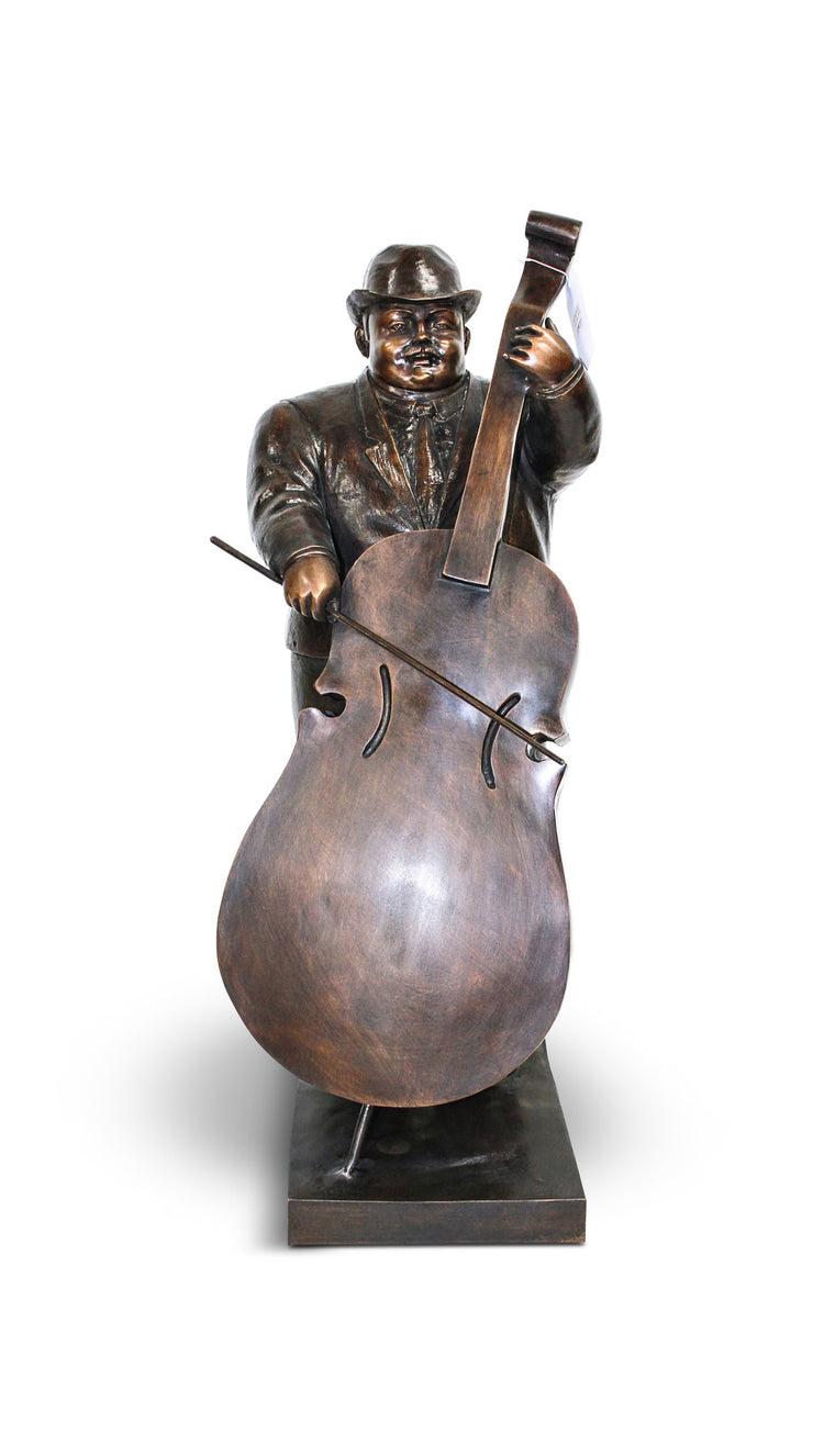 Man With Cello - Green/Brown 16"L x 12"W x 32"H