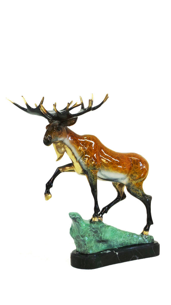 Moose on Marble Base - Special Patina 18"L x 16"W x 21"H