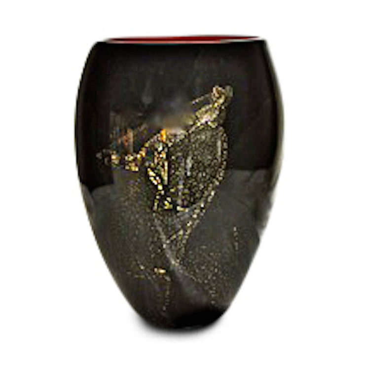 Red Onyx Vase (Gold) 8" High