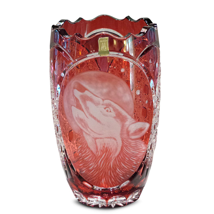 Red Wolf Vase 10" High