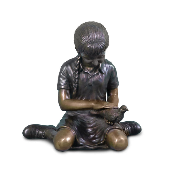 Sitting Girl with Bird in Hand 14"L x 9"W x 14"H