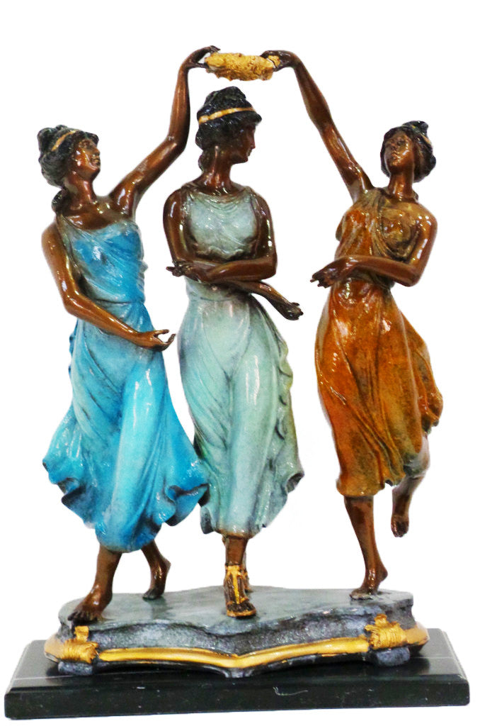 Three Ladies on Marble Base - Special Patina 15.5"L x 9"W x 24"H