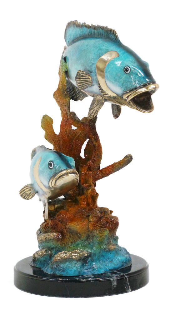 Two Fish on Marble Base 17"L x 12"W x 24"H