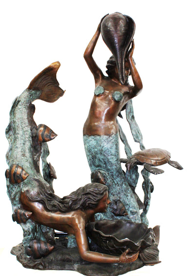 Two Mermaids Holding Shell 64"L x 49"W x 86"H