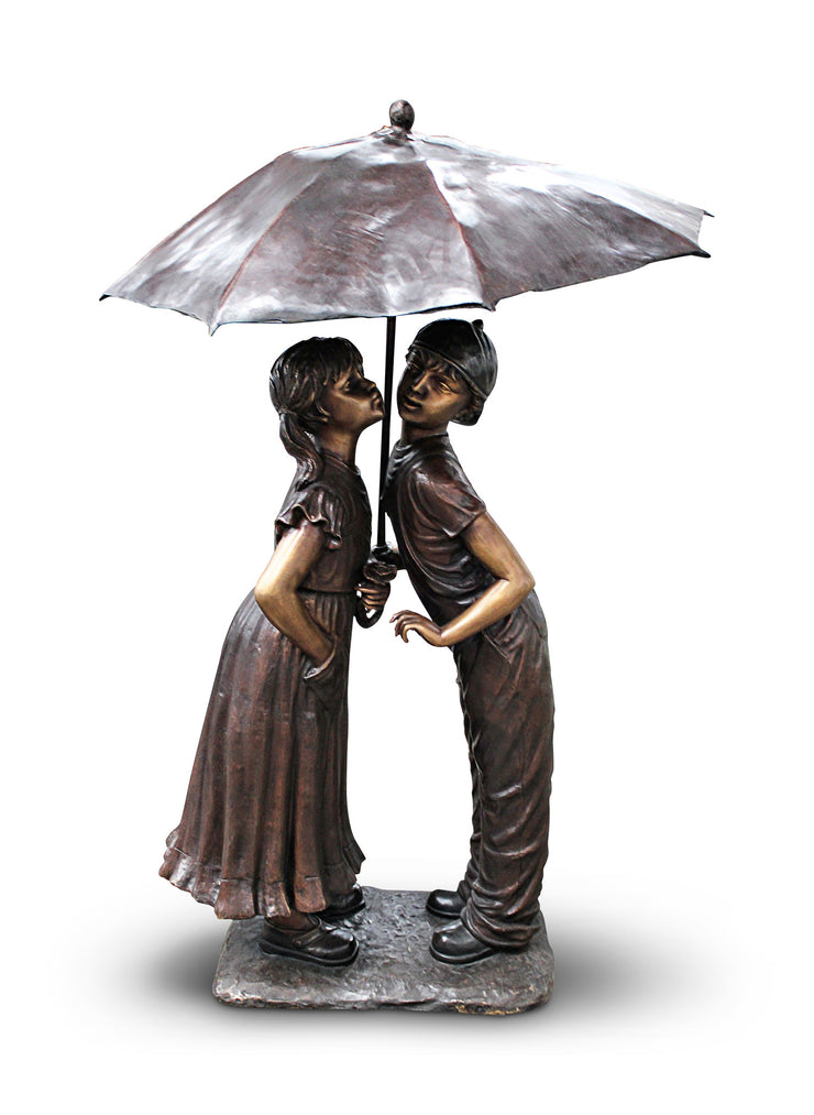 Boy and Girl Under Umbrella 30"L x 24"W x 57"H