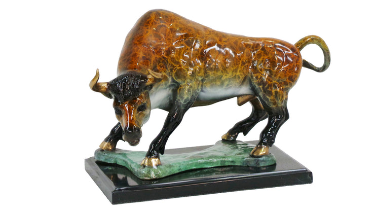 Bull Standing on Marble Base - Special Patina 21"L x 11"W x 12"H