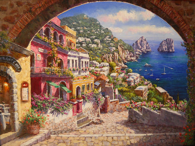 Archway to Capri Giclee on Canvas Limited Edition 50/325 by Park 48"W x 38"H