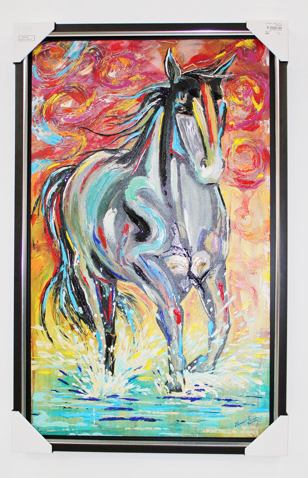 Horse Embellished Giclee On Canvas by Thomas Goetz 40.5"W x 64.5"H