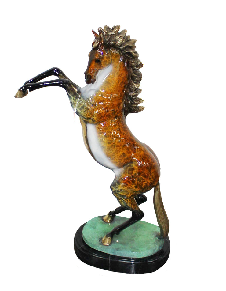 Horse on Marble Base - Special Patina 17"L x 8"W x 25.5"H