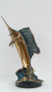Sword Fish Marble Base Special Patina 8"L x 13"W x 24"H